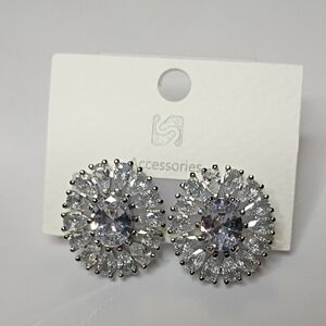 New 18K White Gold Plated Earrings with Clear CZ's